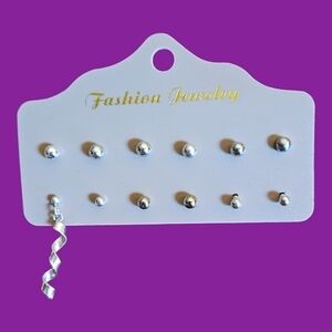 3/$20 Vintage Matching and Single Silvertone Ball and Spiral Post Earrings